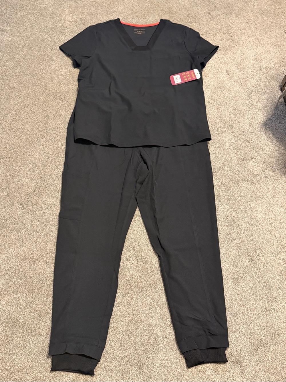 Allura by Cherokee Uniform black scrub set